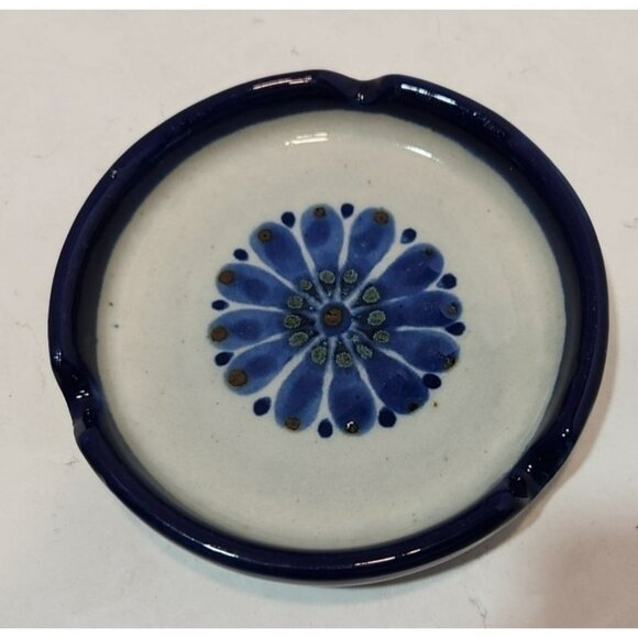 Vtg Ken Edwards El Palomar Guadalajara Blue 4" Ashtray Signed Cobalt Blue & Grey - Picture 3 of 10